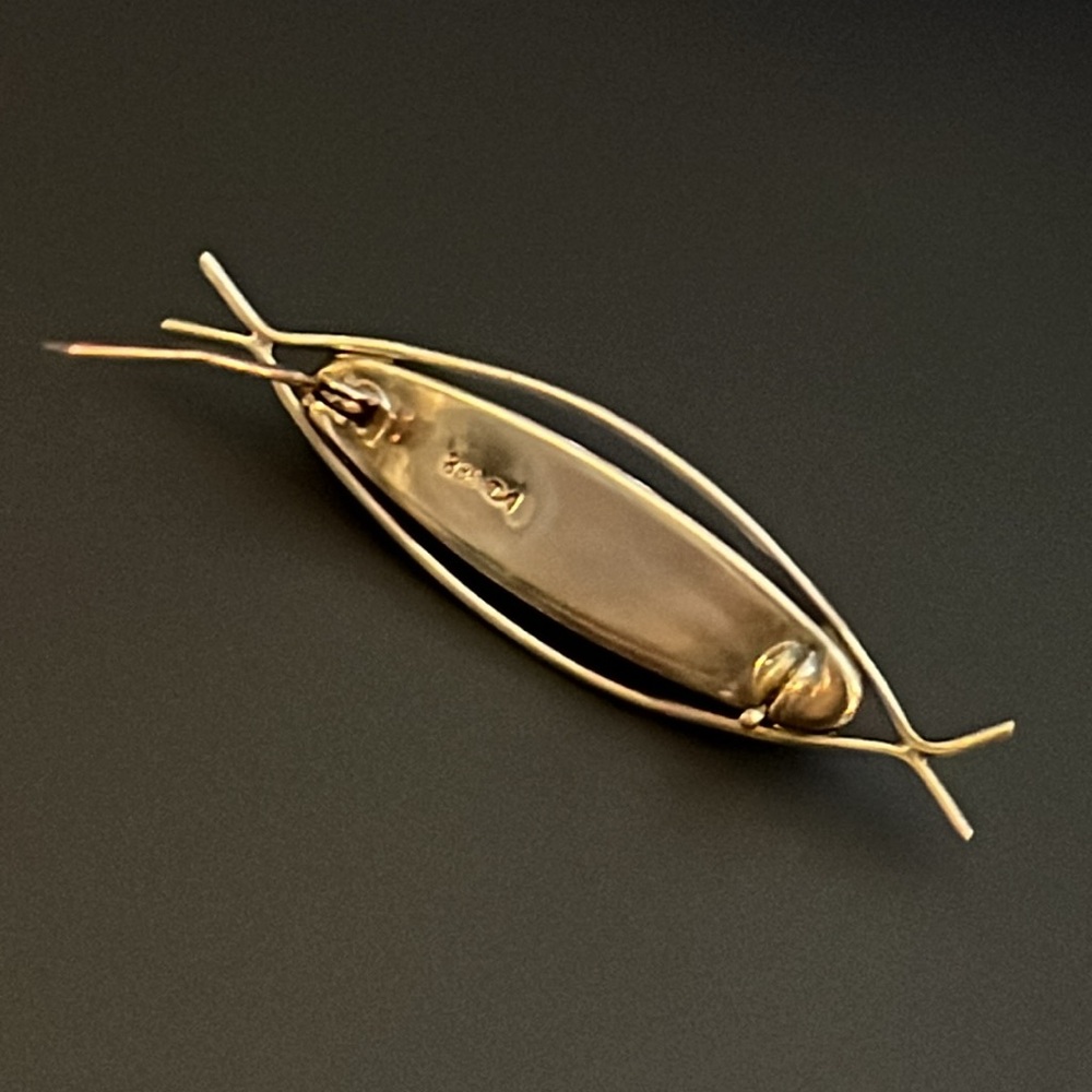 Vintage mid-century modern Scandinavian Amber and silver pin - Picture 6 of 13